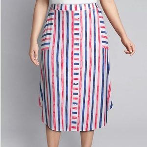 LANE BRYANT Midi Skirt Red/White/Blue Striped